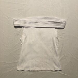 NEW Madewell Women’s Small True White Ribbed Off-the-Shoulder Top Defect $79.99